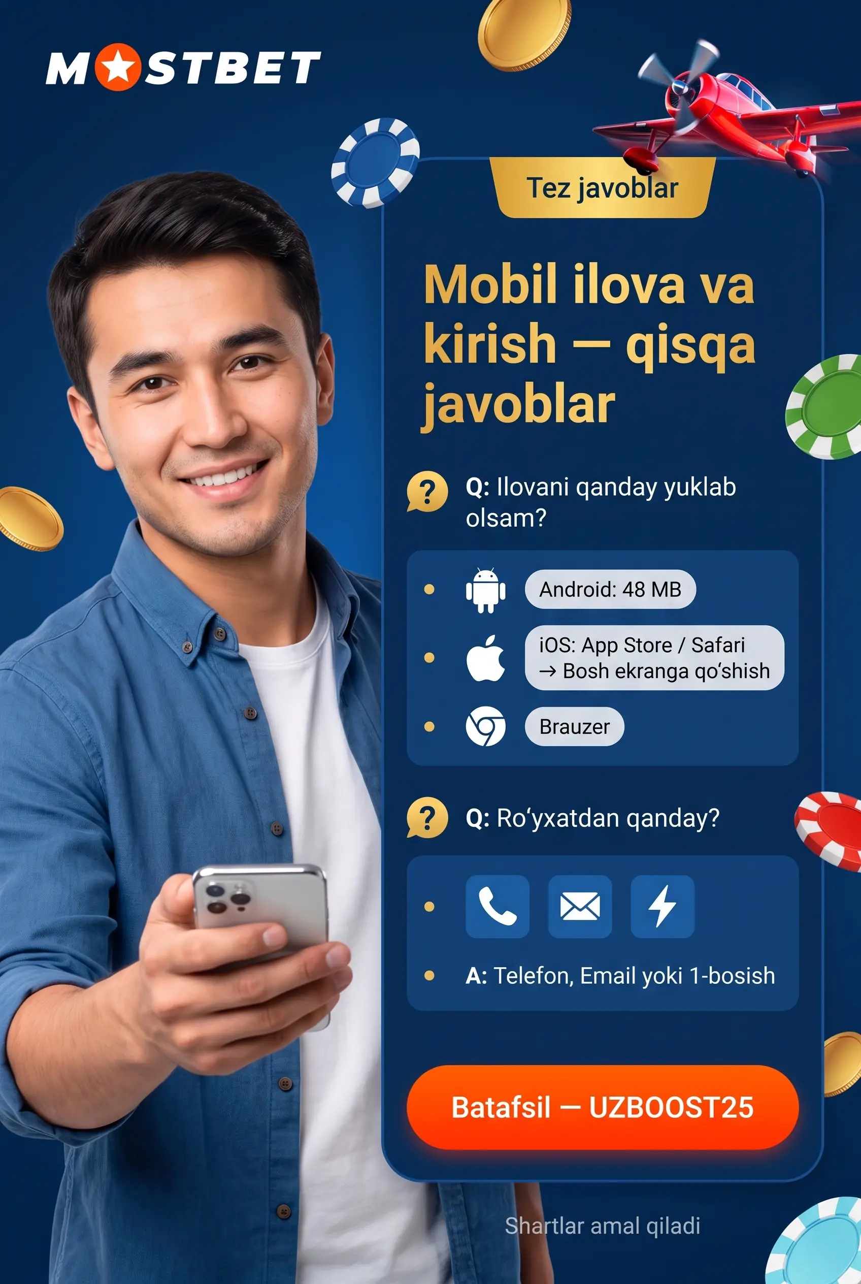 Mobil ilova va kirish savollari